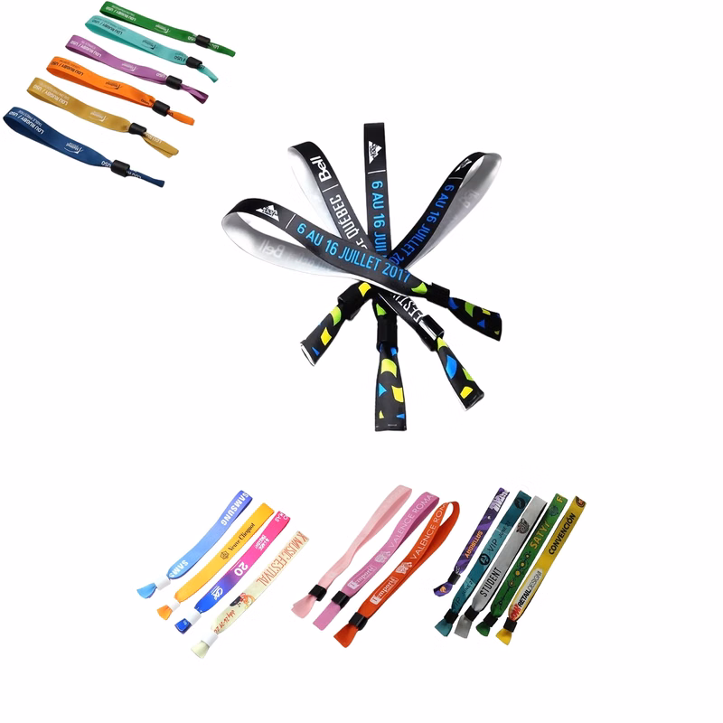 MOQ50 Disposable Full Color Fabric Bracelet Woven Wristbands