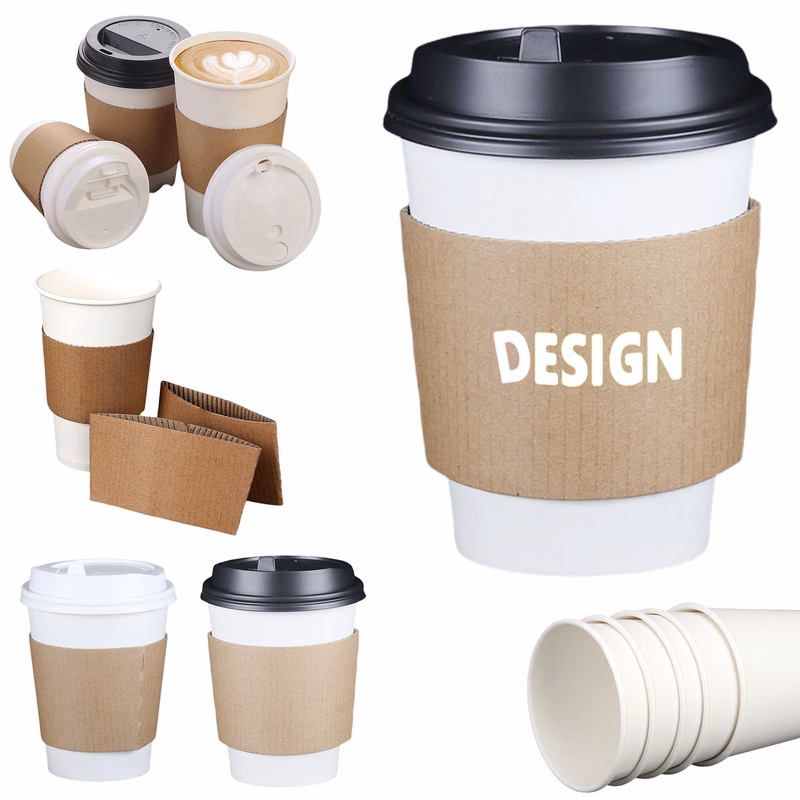 Disposable Coffee Cups With Lids Sleeves