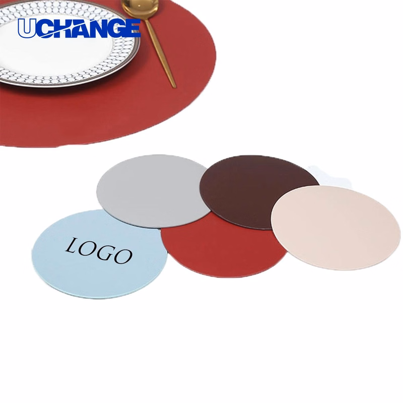 Soft Round PU Leather Coaster Mat