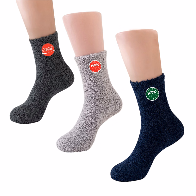 SOFT FUZZY SOCKS WITH FULL COLOR PATCH