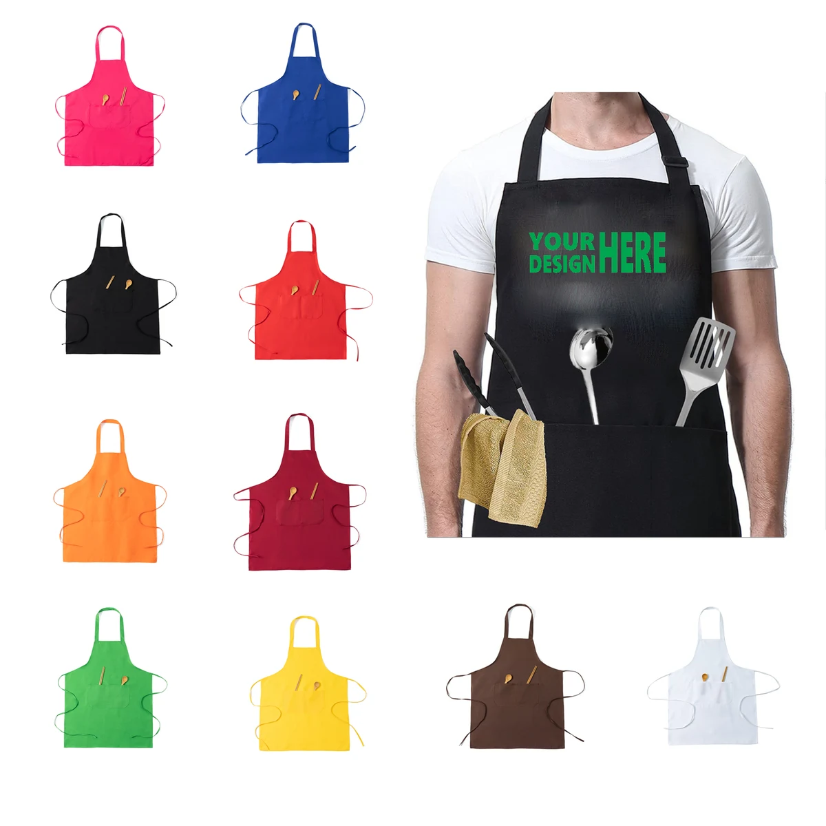 Polyester Unisex Kitchen Apron MOQ 50 1