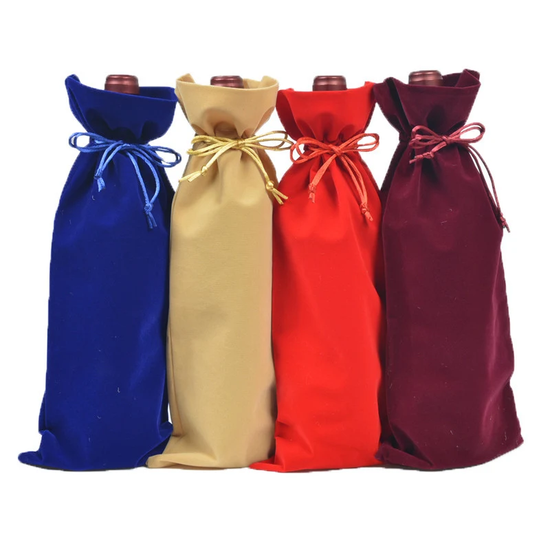 Velvet Wine Bottle Drawstring Bag 1
