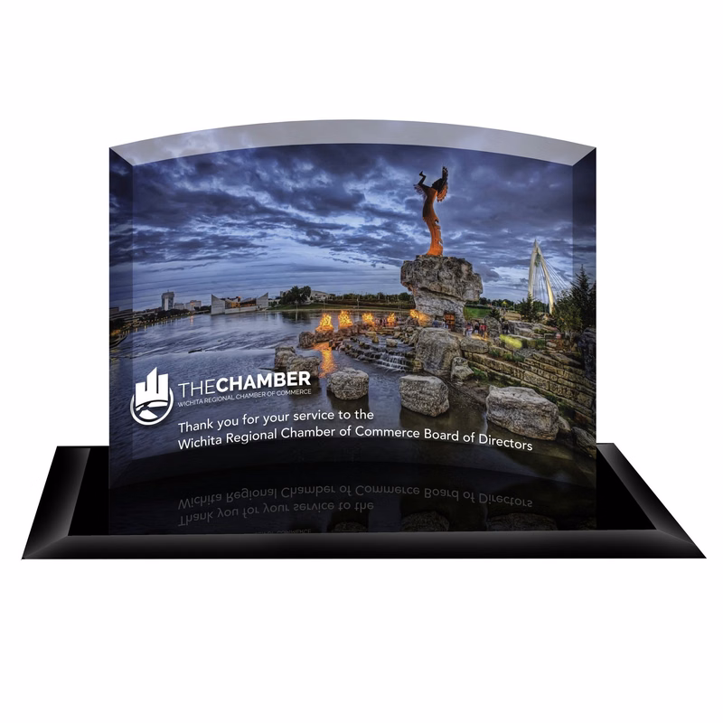 Curved Award Sublimated on Black Mirror Base (10"x7")