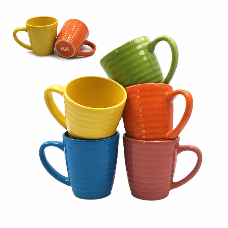 11 Oz Striped Embossed Mug