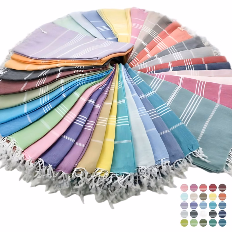Striped Poly-Cotton Beach Towel, 71X35 Inch