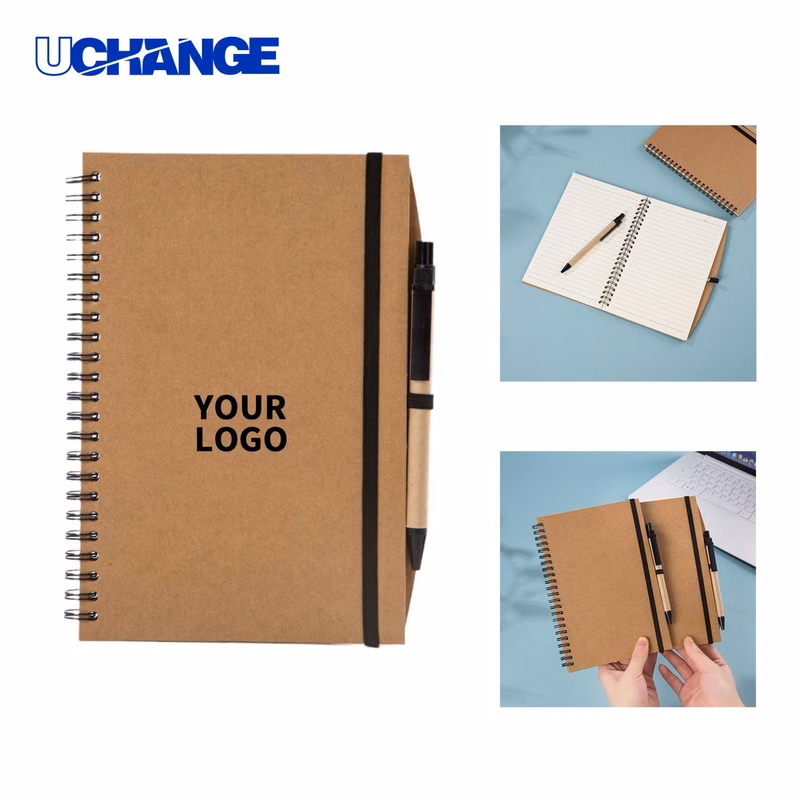 8.3" x 5.8" Recycled Paper Spiral Journal Notebook with Pen Holder