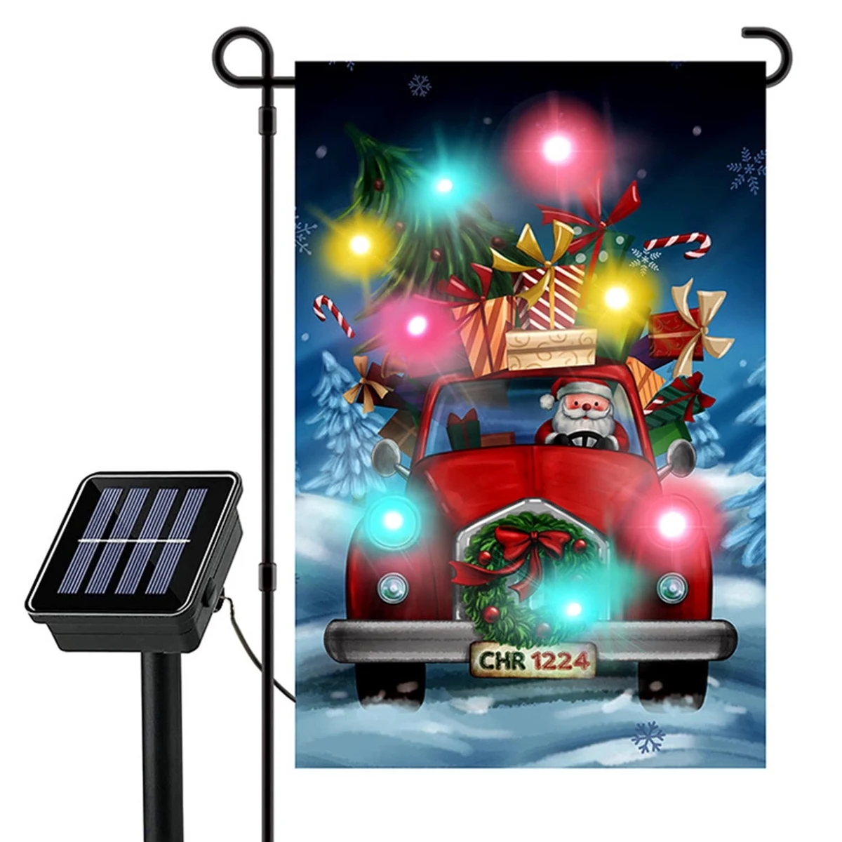 Garden Flag W/ Led Lights & Solar Powered Panel 1
