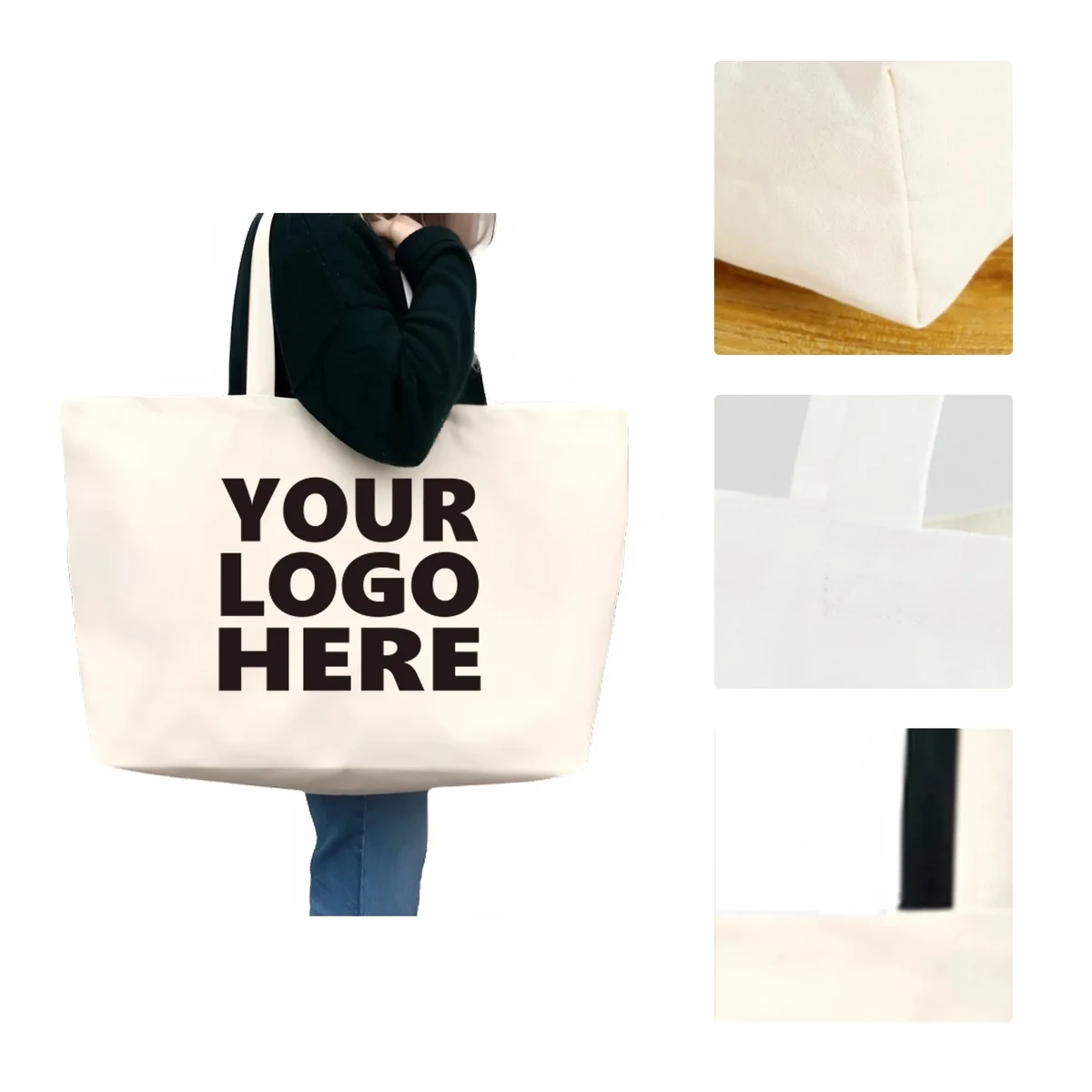 Extra Large Canvas Tote Bag, custom tote bag with logo imprint 1
