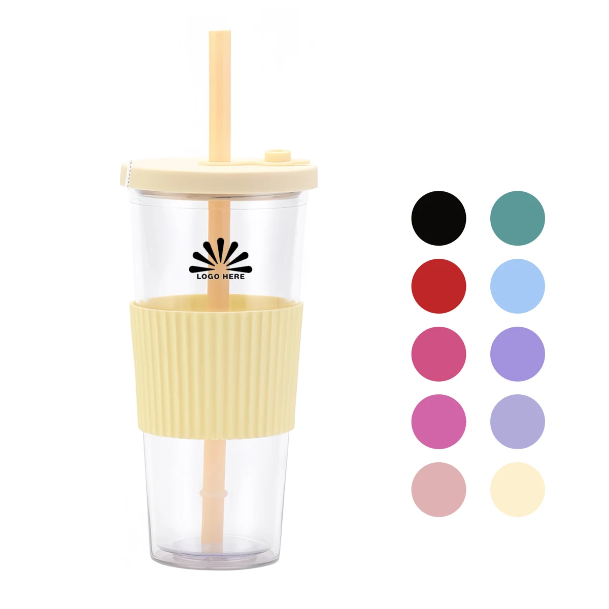 24oz Double-Walled AS Plastic Tumbler with Lid 1