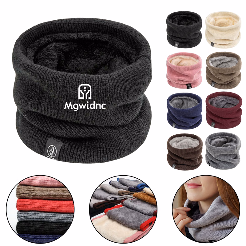 Winter Neck Warmer Scarf Fleece Lined Knit Stretchy Cowl for Cycling Cold Weather