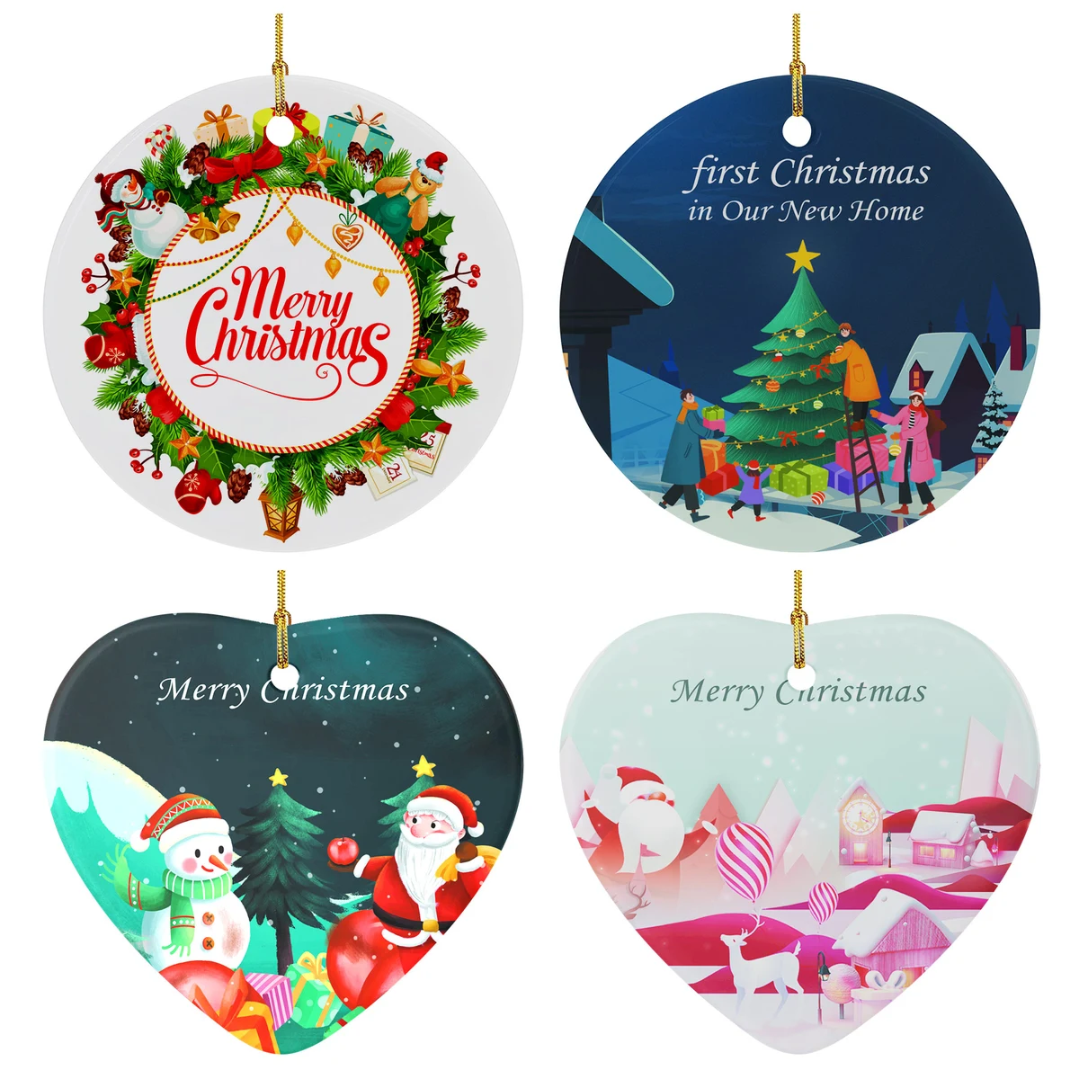 Ceramic Circle Christmas Ornament 1