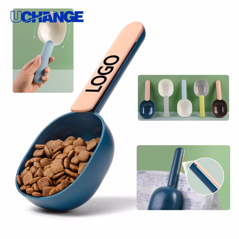 Plastic Pet Food Scoop with Bag Clip for Dogs and Cats