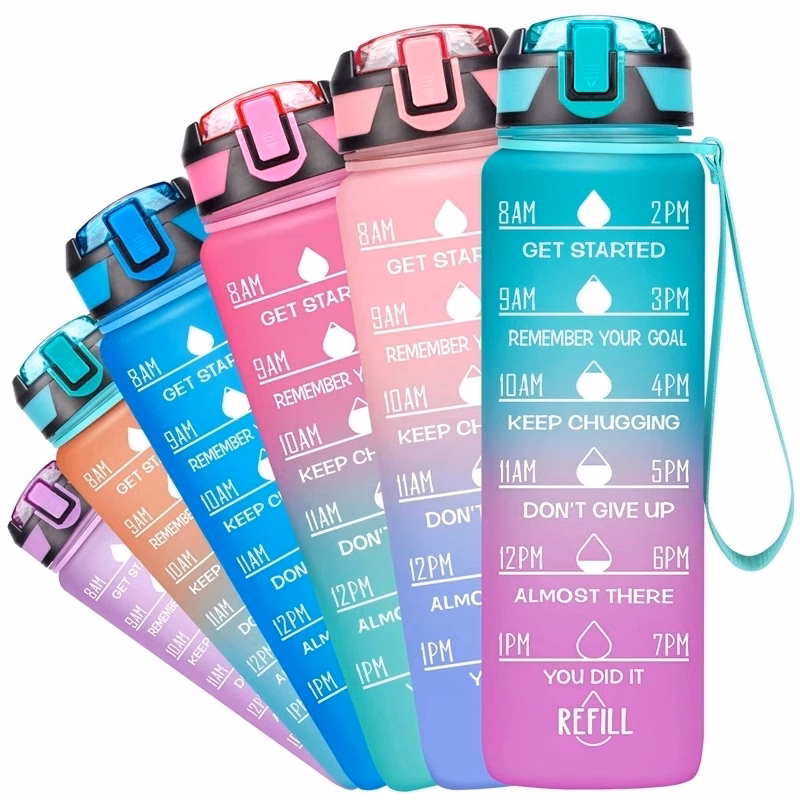 34oz Gradient Water Bottle with Motivational Time Marker