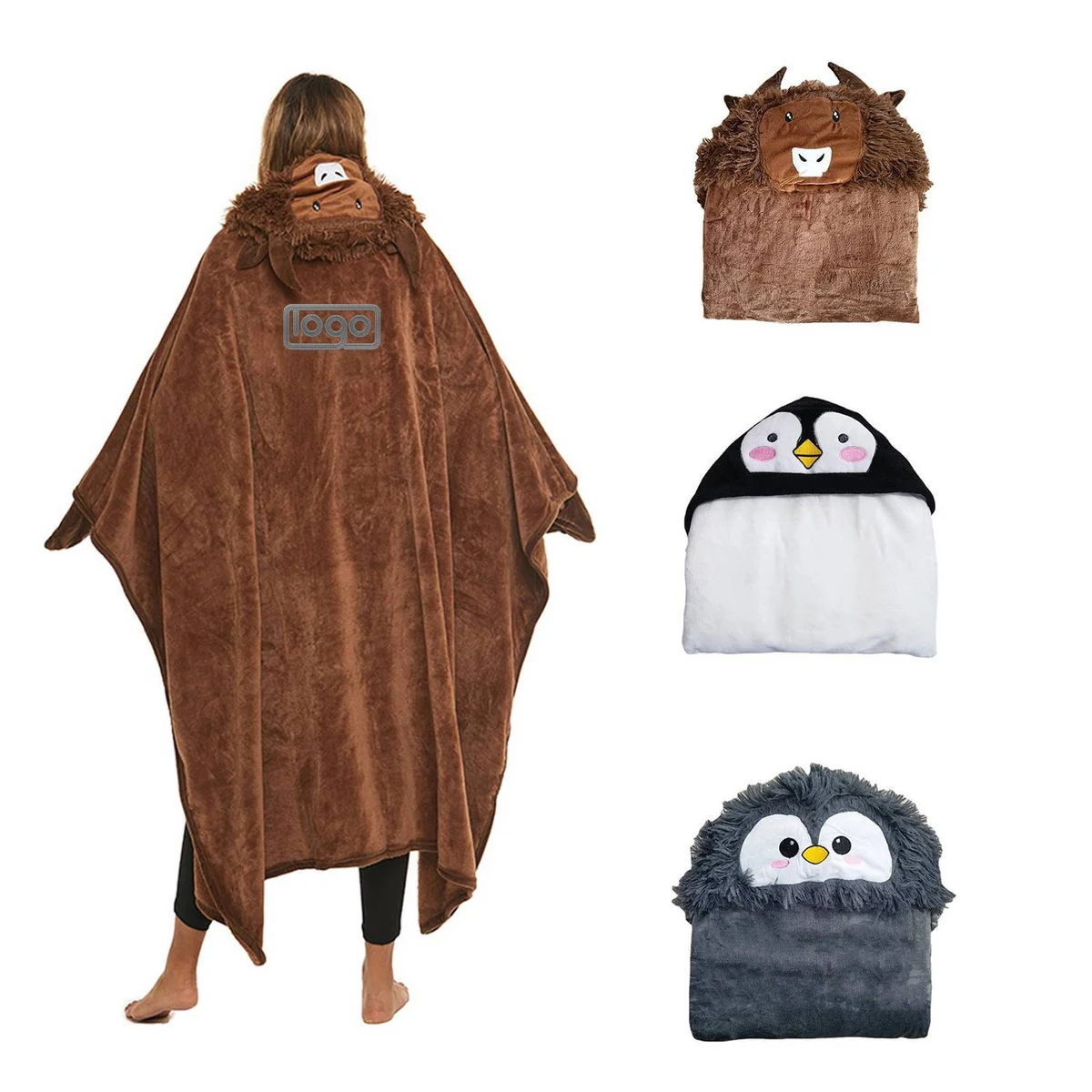 Animal Blanket Hooded Poncho 1