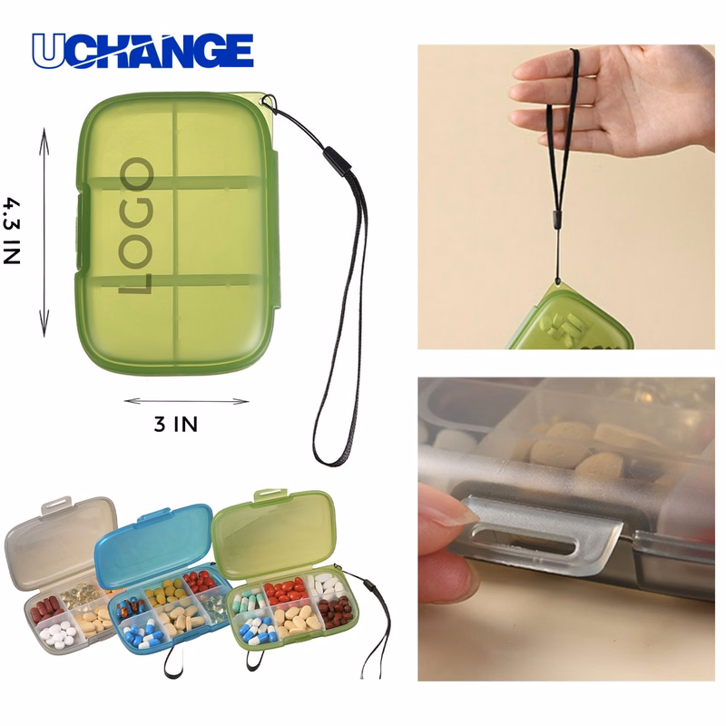 Health Organized 6-Compartment Pill Organizer Case for Travel