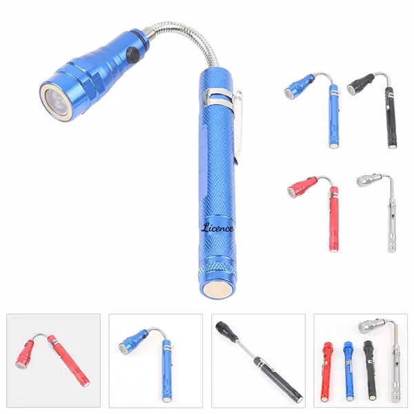 Custom Aluminum LED Telescopic Flashlight with Pocket Clip — Tactical Work Tool