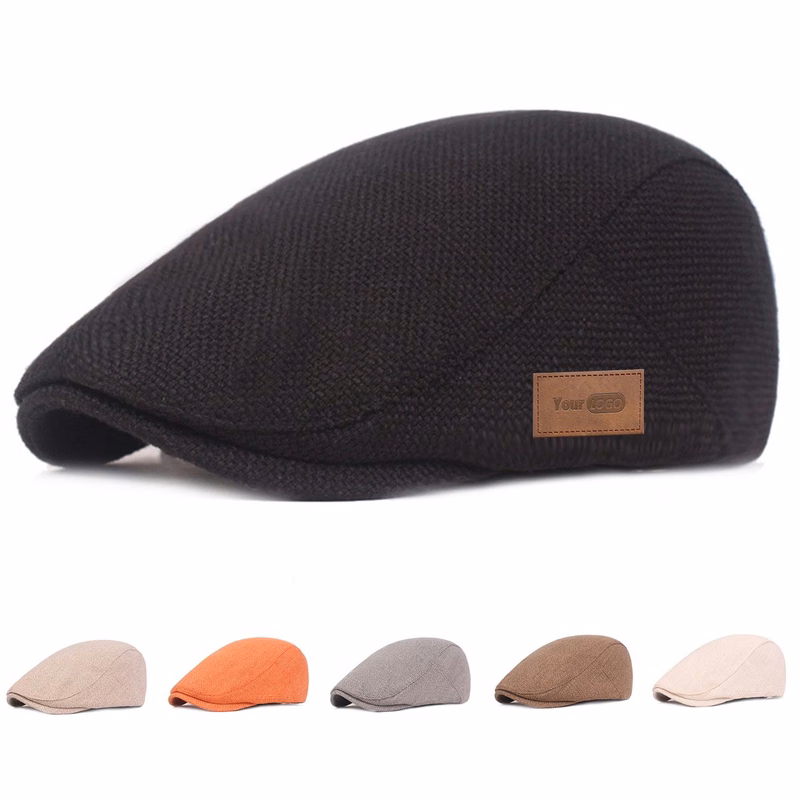 Men's Linen Newsboy Flat Cap