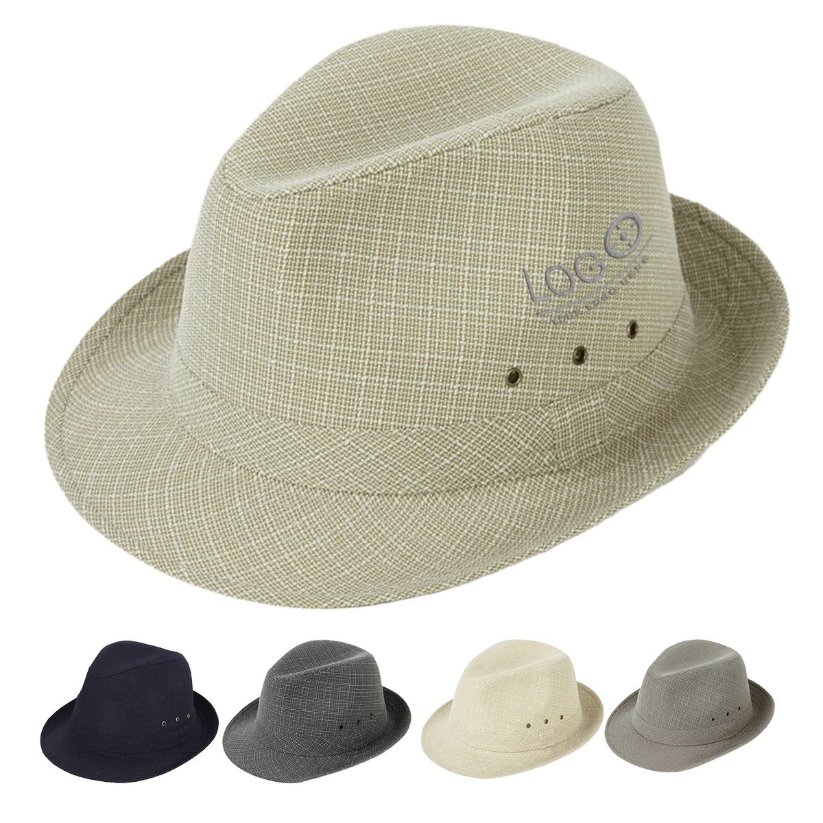 Men's Vintage Linen Jazz Fedora Hat 1