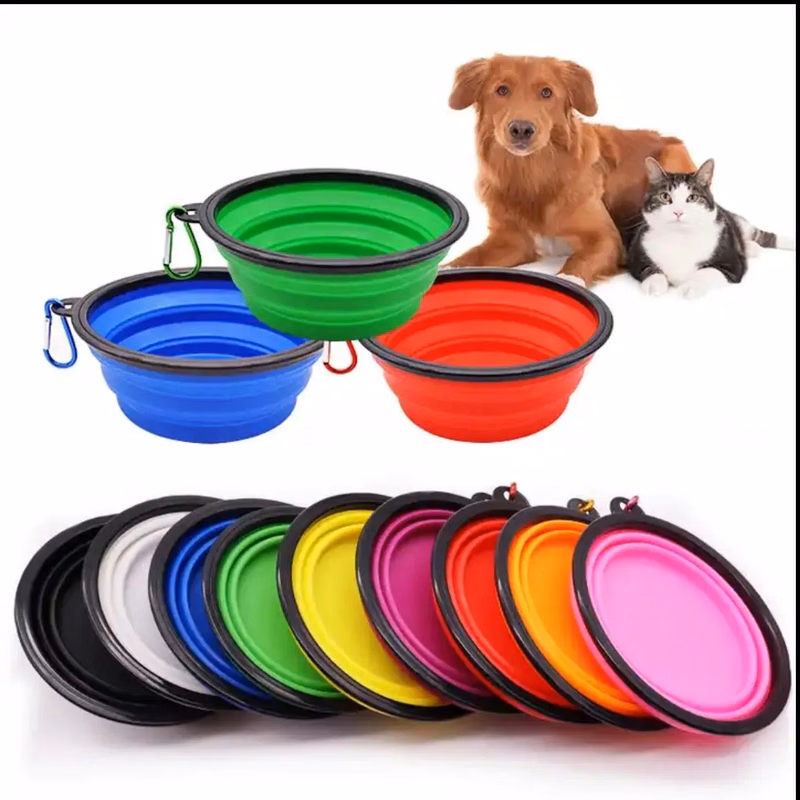 Silicone Folding Pet Bowl With Carabiner Hook