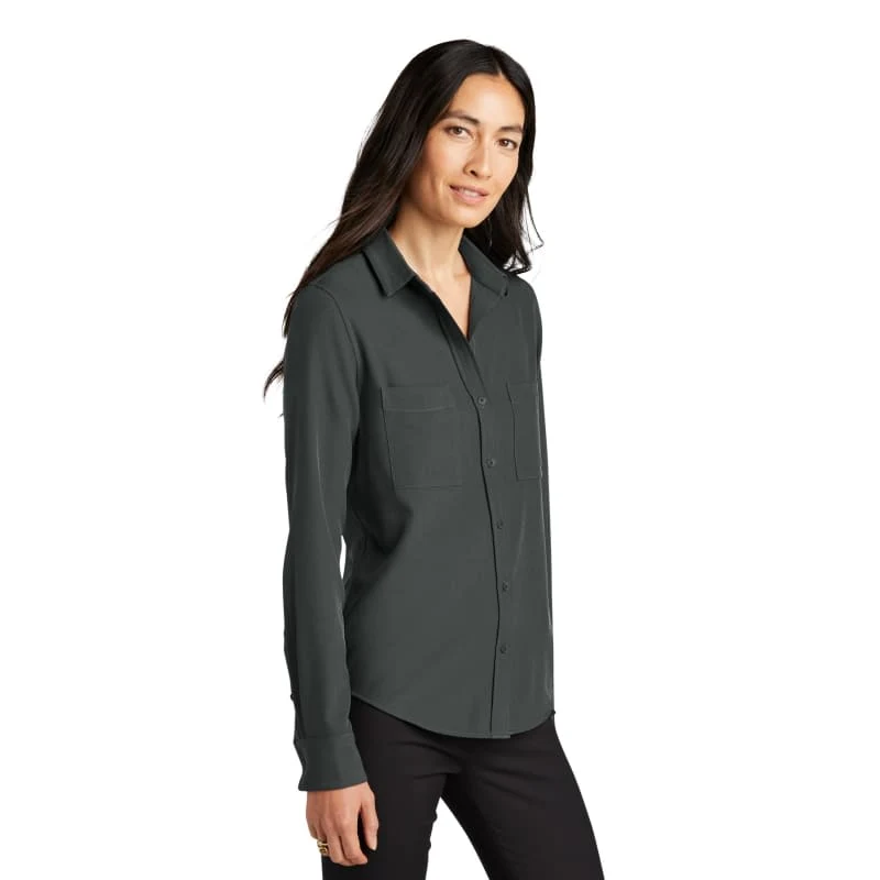 MERCER+METTLE Women's Stretch Crepe Long Sleeve Camp 1
