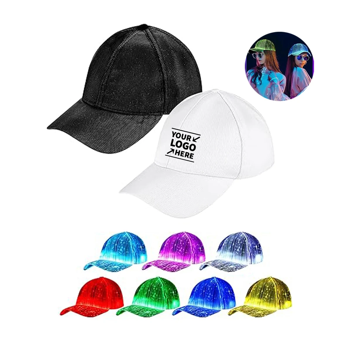 7 Colors LED USB Charging Baseball Cap For Party 1