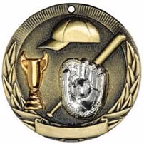 Baseball Tri-Colored Medal 2"