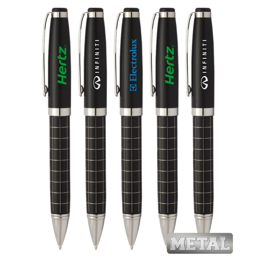 Union Printed, Promotional "Ebon" Grid All Metal Twister Pen 1