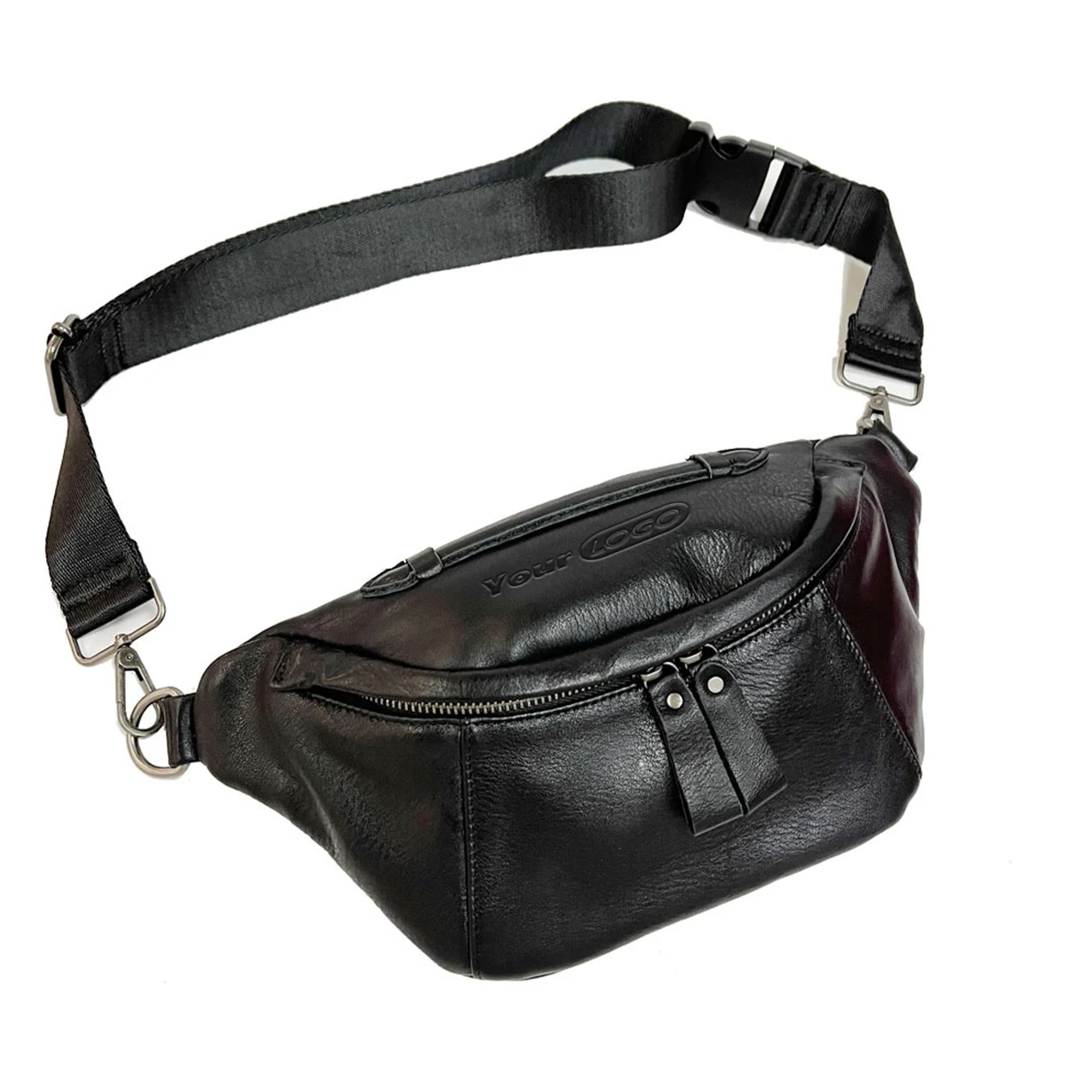 Genuine Leather Stylish black belt bag for men and women 1