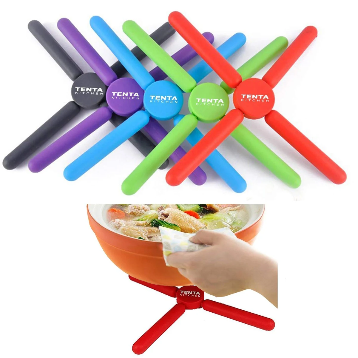 Kitchen Utility Foldable Collapsible Silicone Trivets 1