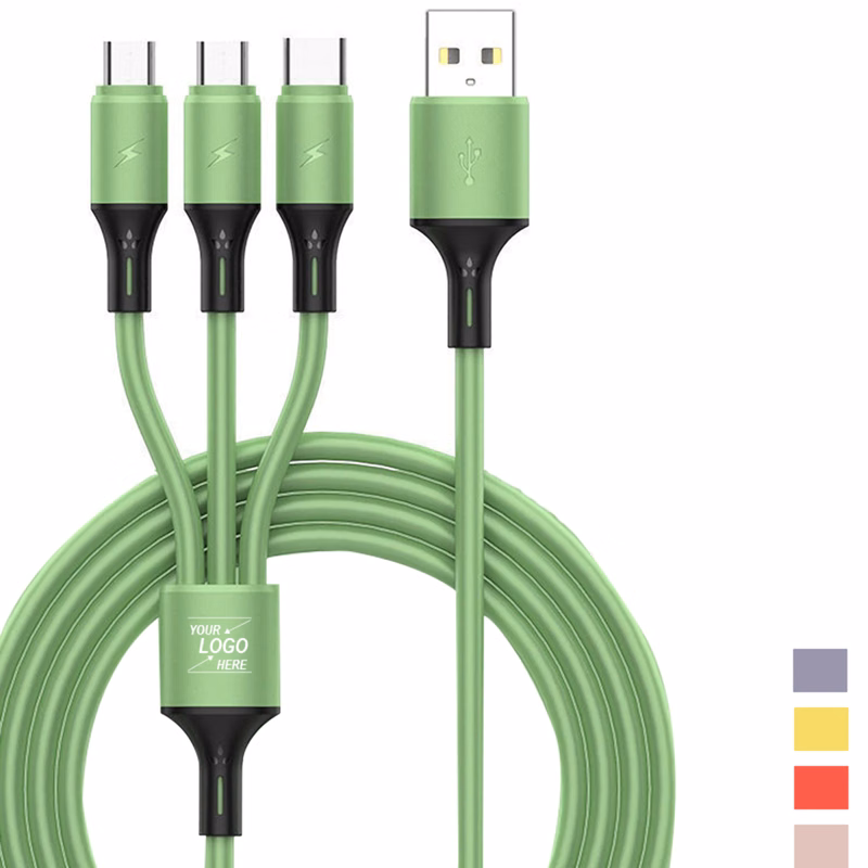 3-in-1 Silicone USB Charging and Data Cable