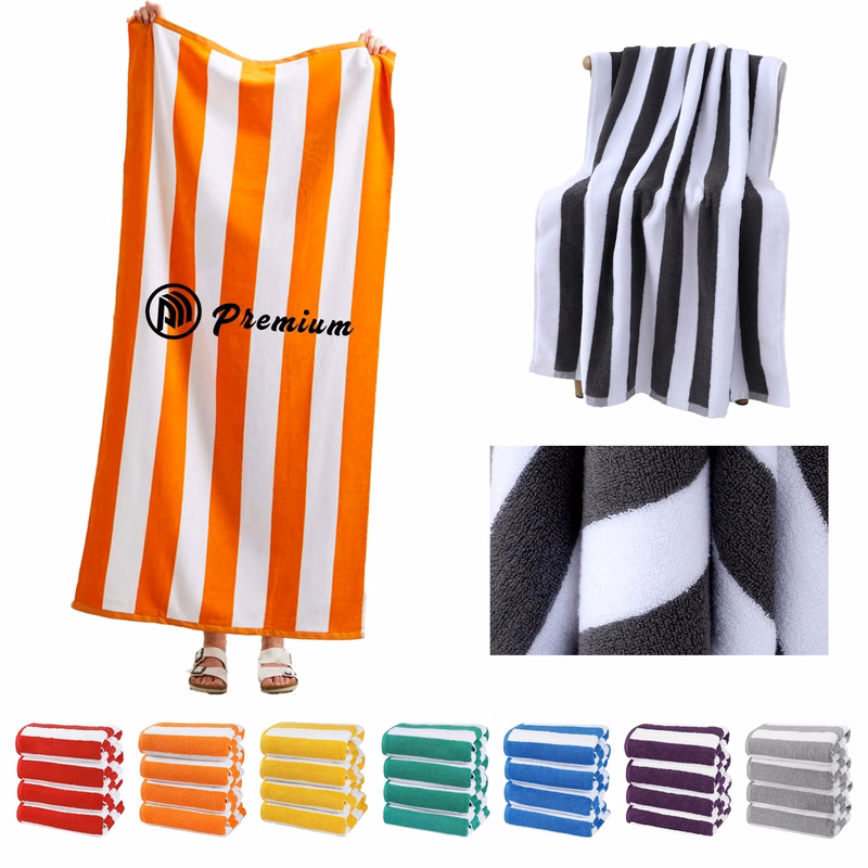 Embroidery Cotton Stripe Beach Towel