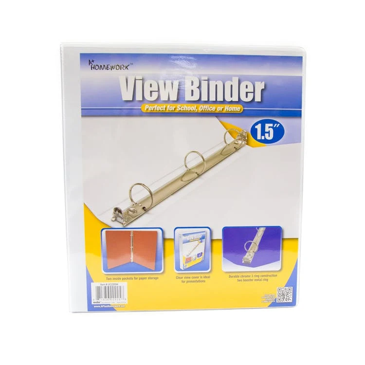 1.5" 3-Ring Binders - White 2 Pockets View Cover 1