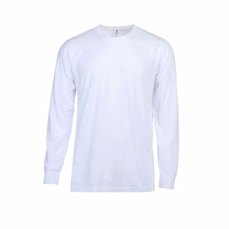 Men's Long Sleeve Crew Neck T-Shirts White 2XL