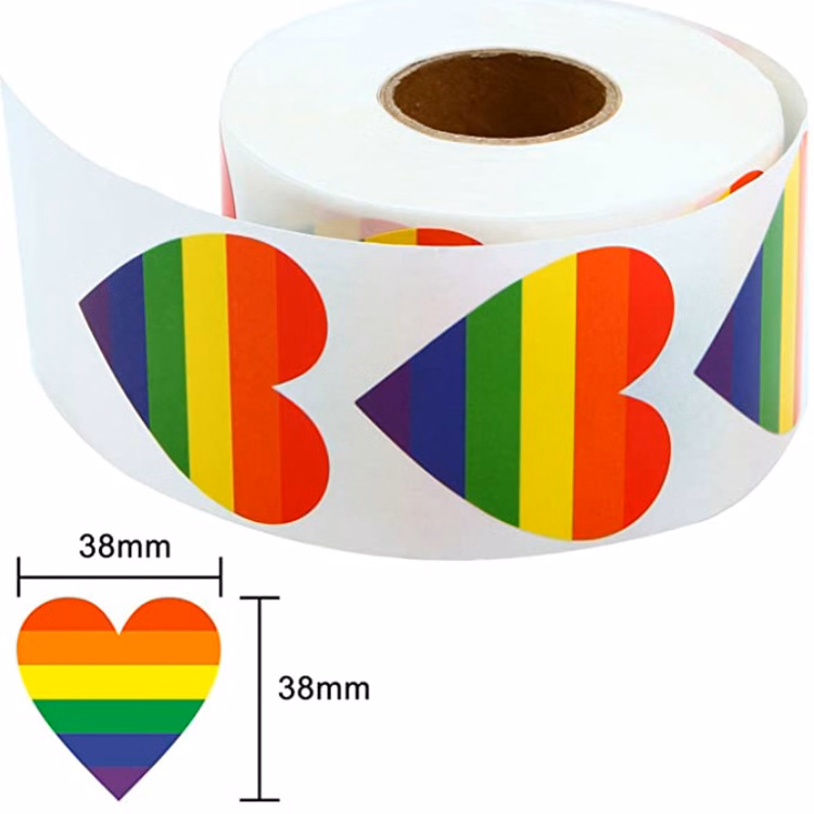 500pcs Gay Pride Heart Shaped Stickers