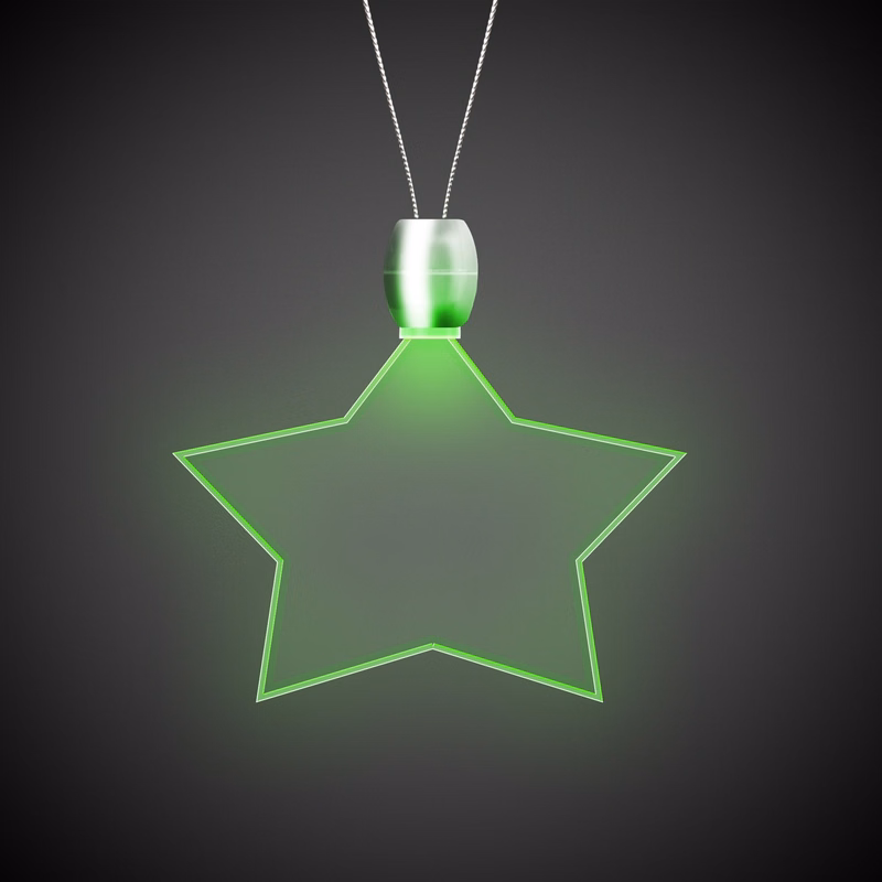 Star Green Light-Up Acrylic Pendant Necklace