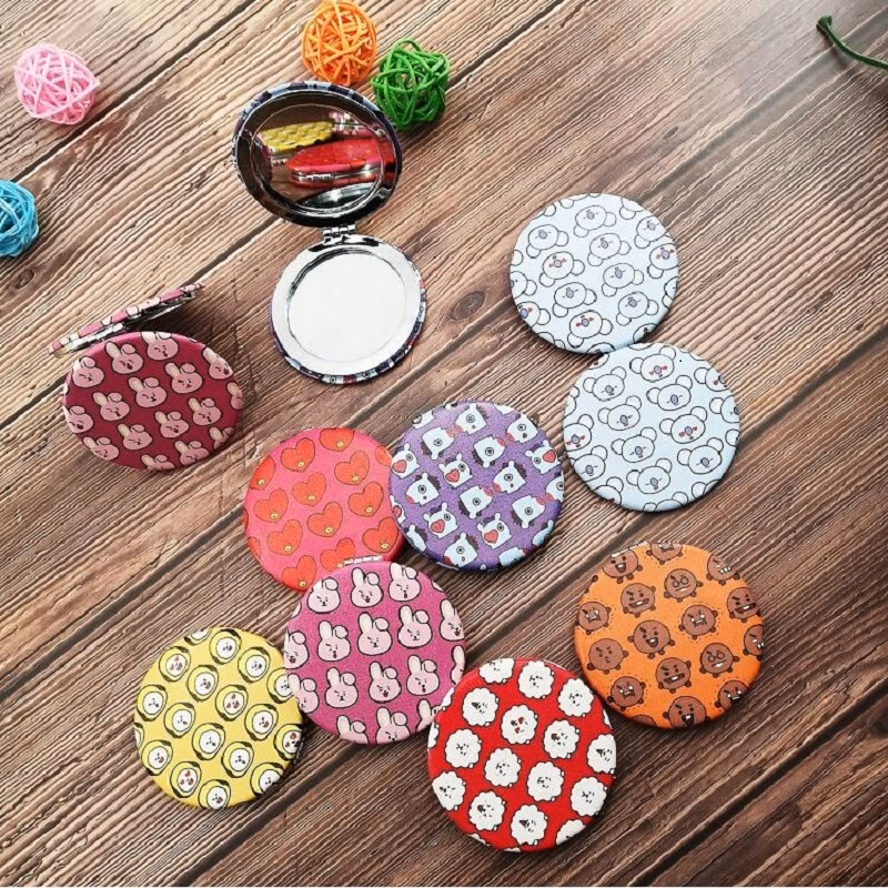 PU Round Folding Cosmetic Mirror