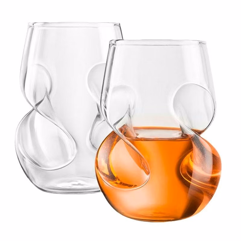 Stemless Wine Glass With Thumb Embossing