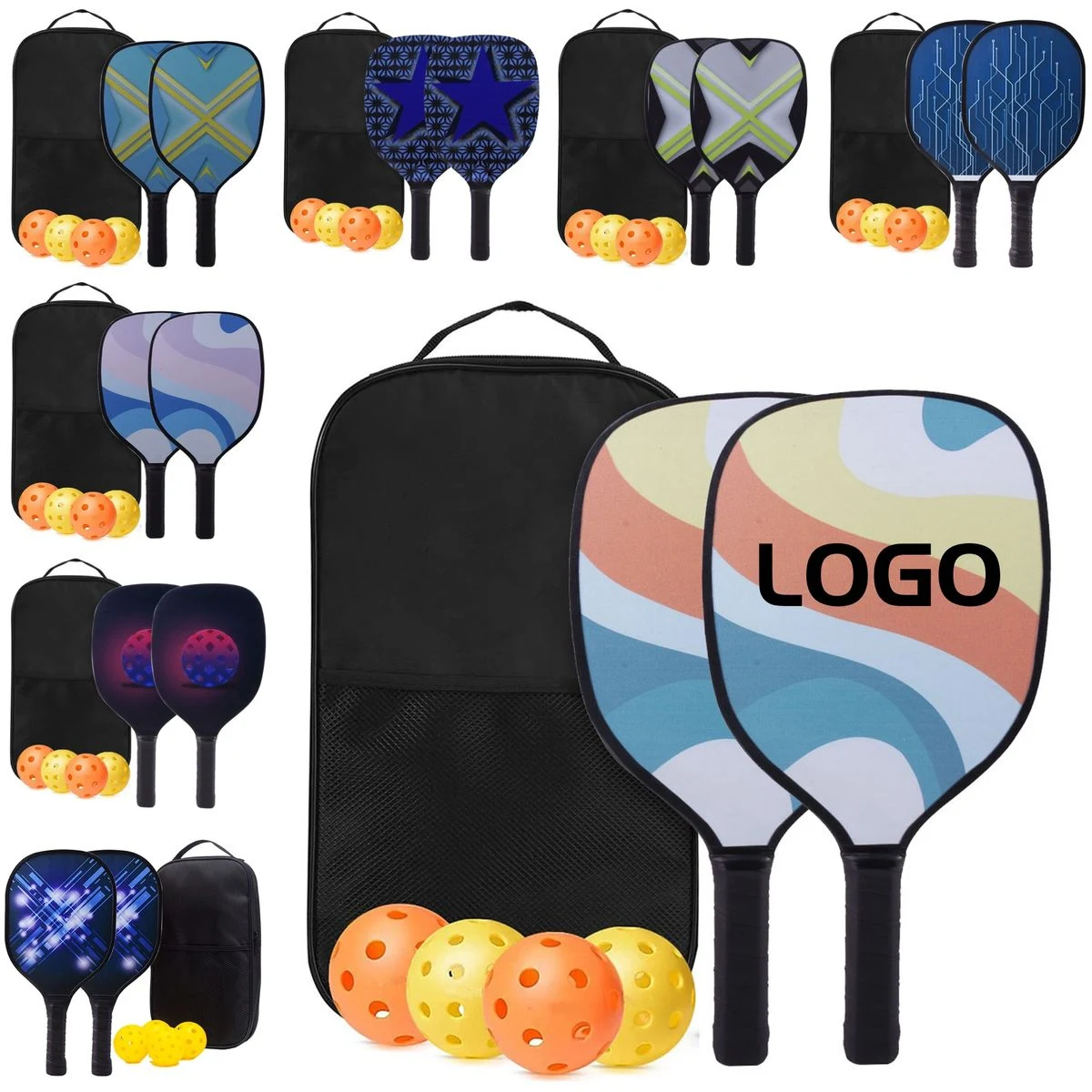 Premium Wooden Pickleball Paddle Set with Carrier Bag 1