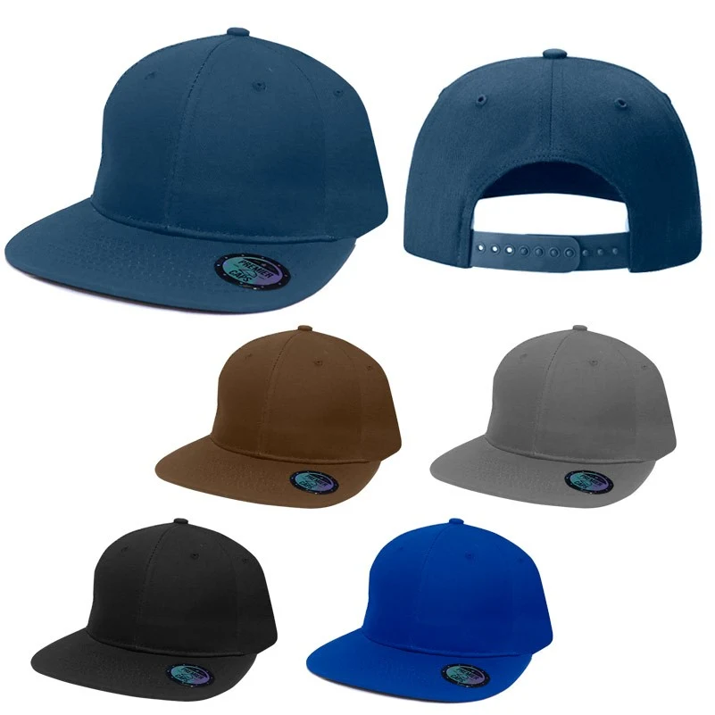 6 Panel Flat Bill Snapback Solid Cap 1