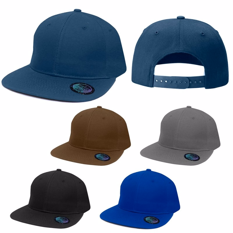 6 Panel Flat Bill Snapback Solid Cap