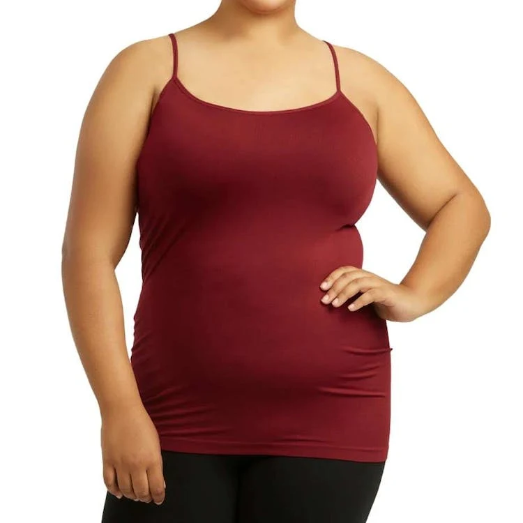 Women's Plus Size Camisoles - Burgundy Poly One Size Fits Most 1