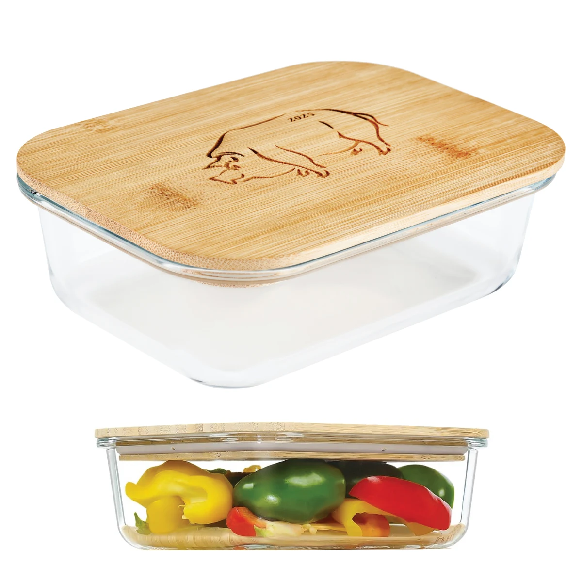 Glass Food Container w/Bamboo Lid 1