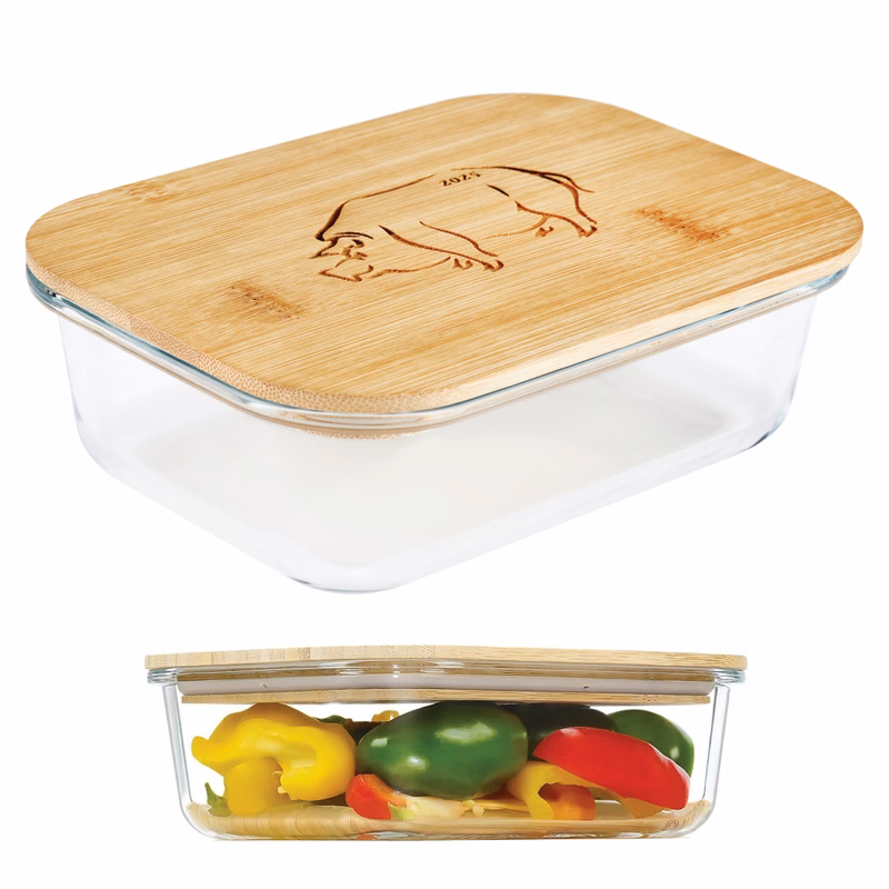 Glass Food Container w/Bamboo Lid
