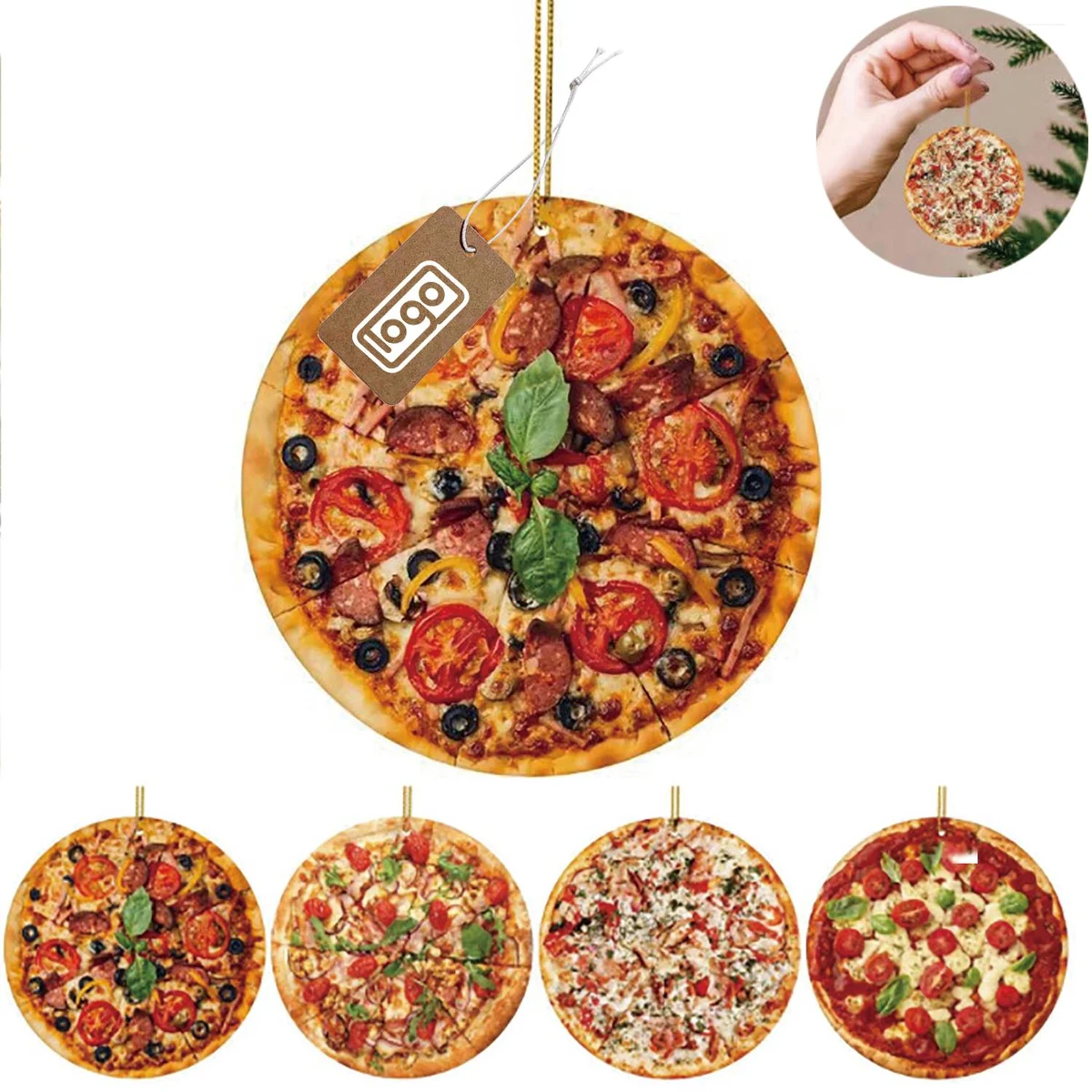 Cute Acrylic Pizza Slice Christmas Ornament for Tree Decor 1