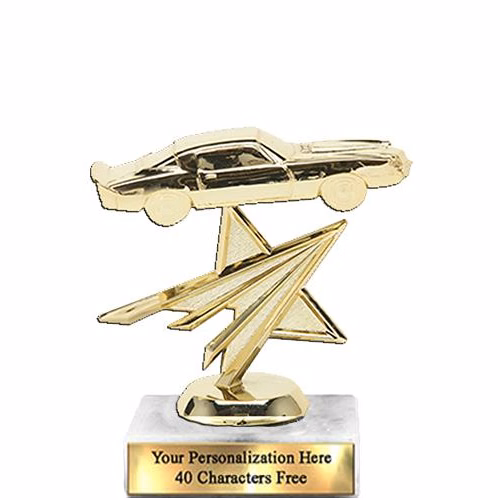 Trophy: 7", 2x3 white marble base, Camaro Gold Uni