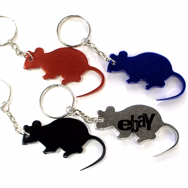 Rat / Mouse shape bottle opener with key chain.