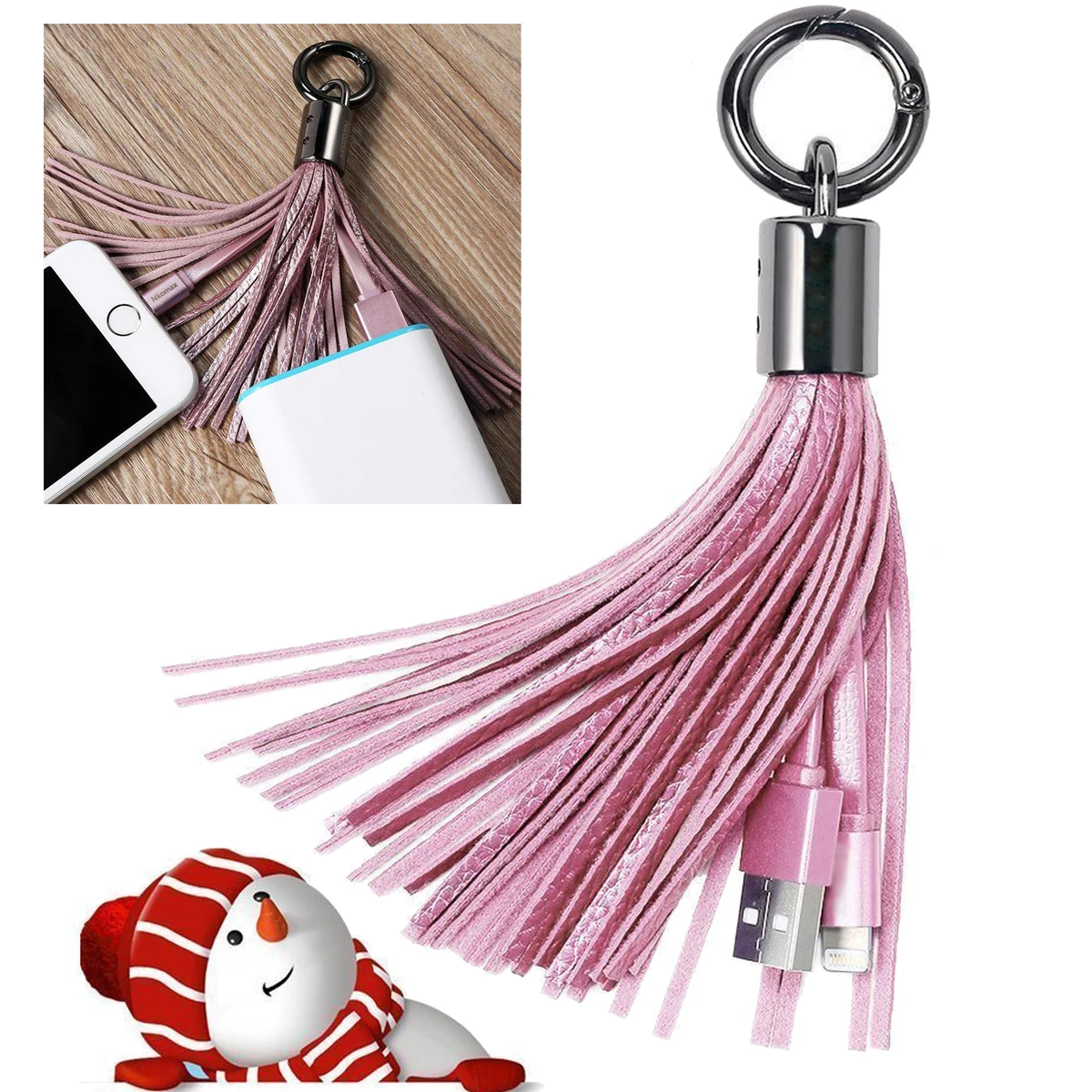 USB Leather Tassel Charging Cable 1