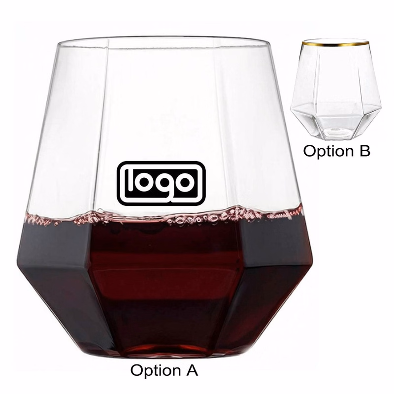 12oz Faceted Diamond Stemless Wine Tumbler
