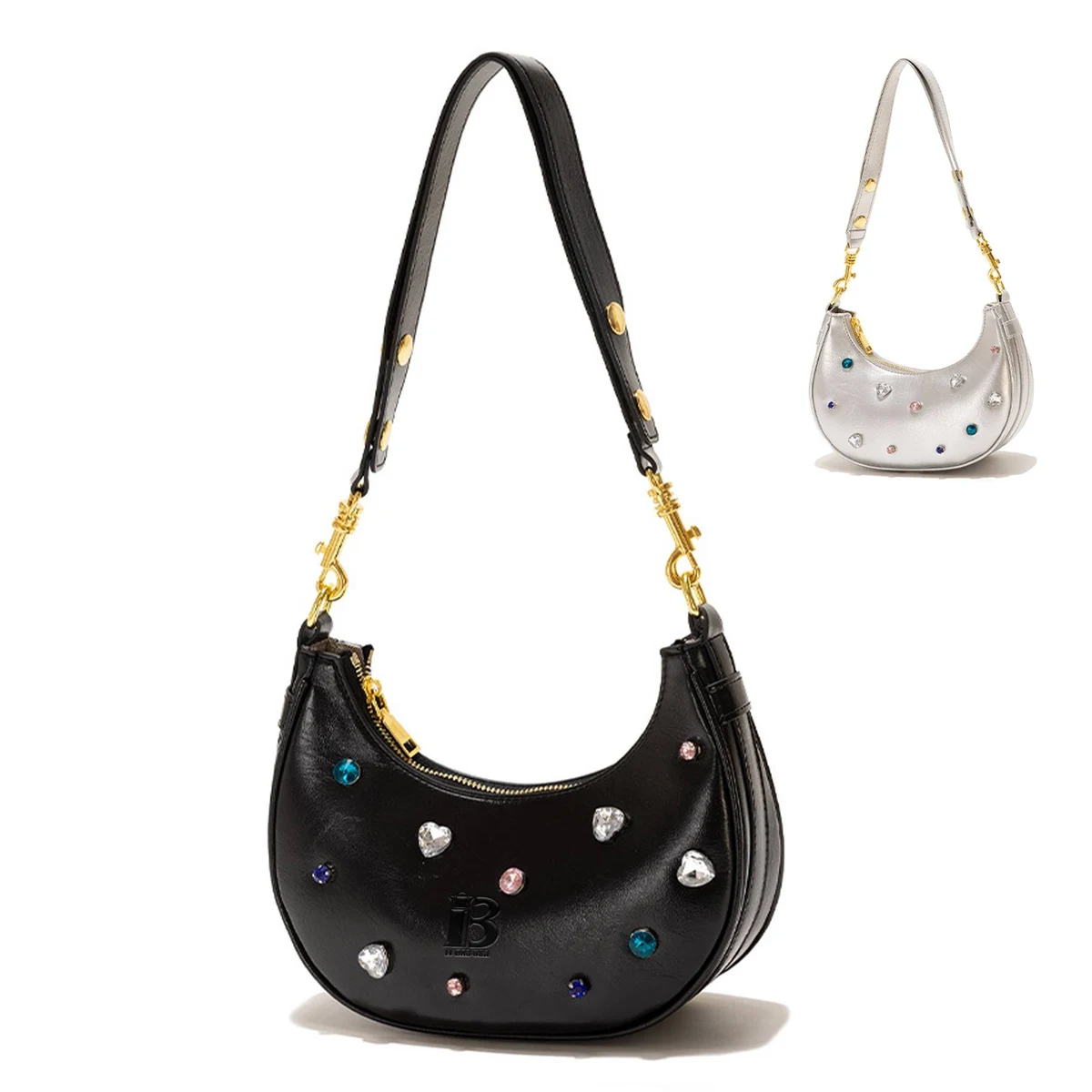 PU Leather Diamond-embellished Cross-body Bag For Women 1