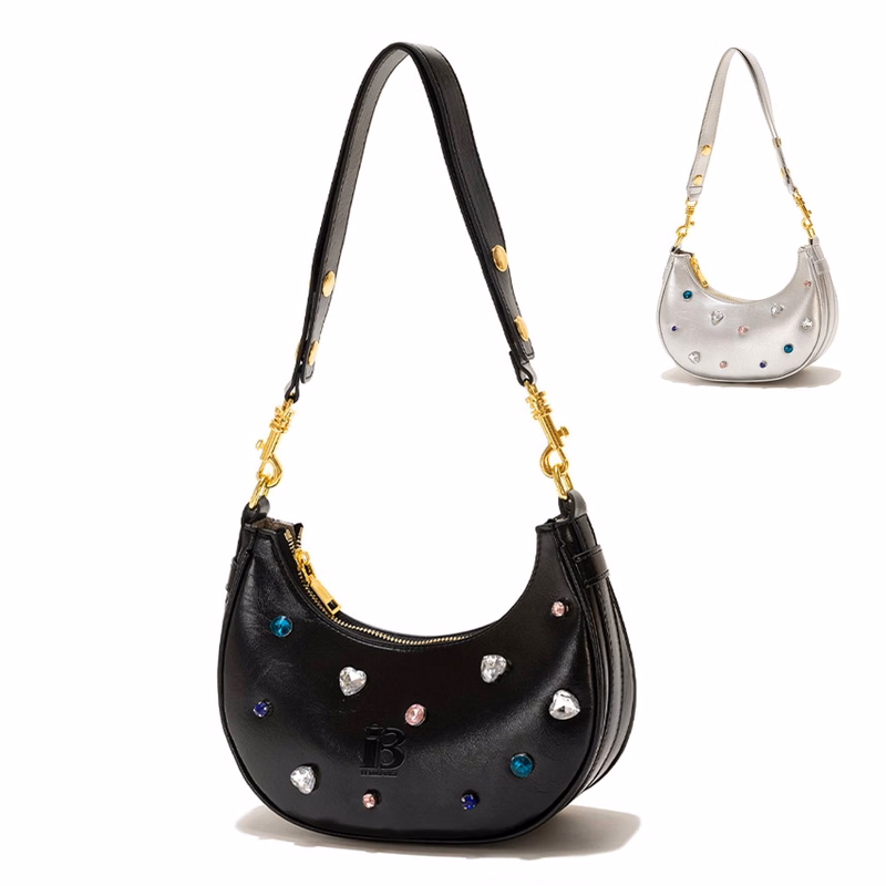 PU Leather Diamond-embellished Cross-body Bag For Women